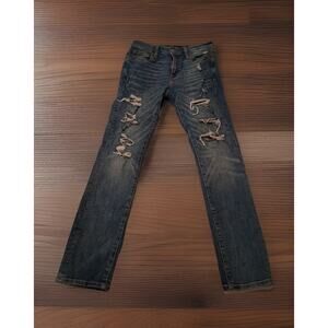AEROPOSTALE 29x30 Slim Straight Ripped Distressed Blue Denim Jeans
